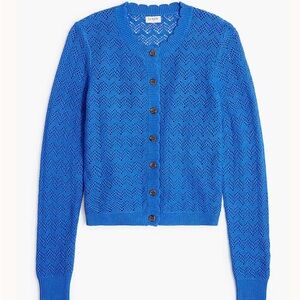 J. Crew Women's Scalloped Blue Knit Cardigan Sweater